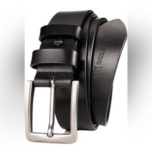 Wolfant General Italian Cattle Leather Smooth Black Silver Tone Buckle W 48”-50”